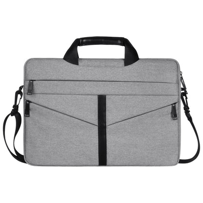 14.1 inch Breathable Wear-resistant Fashion Business Shoulder Handheld Zipper Laptop Bag with Shoulder Strap (Light Grey) by bashfashion