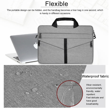 14.1 inch Breathable Wear-resistant Fashion Business Shoulder Handheld Zipper Laptop Bag with Shoulder Strap (Light Grey) by bashfashion
