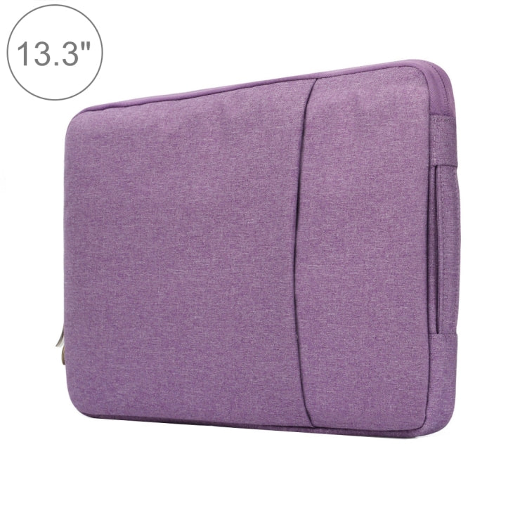 13.3 inch Universal Fashion Soft Laptop Denim Bags Portable Zipper Notebook Laptop Case Pouch for MacBook Air / Pro, Lenovo and other Laptops, Size: 35.5x26.5x2cm (Purple) by bashfashion