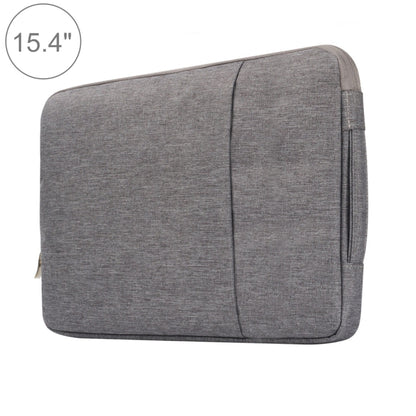 15.4 inch Universal Fashion Soft Laptop Denim Bags Portable Zipper Notebook Laptop Case Pouch for MacBook Air / Pro, Lenovo and other Laptops, Size: 39.2x28.5x2cm (Grey) by bashfashion