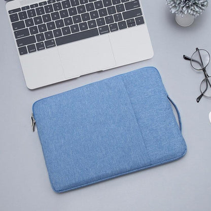 15.4 inch Universal Fashion Soft Laptop Denim Bags Portable Zipper Notebook Laptop Case Pouch for MacBook Air / Pro, Lenovo and other Laptops, Size: 39.2x28.5x2cm(Blue) by bashfashion