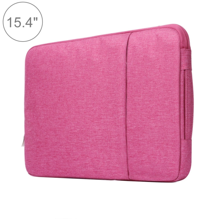 15.4 inch Universal Fashion Soft Laptop Denim Bags Portable Zipper Notebook Laptop Case Pouch for MacBook Air / Pro, Lenovo and other Laptops, Size: 39.2x28.5x2cm (Magenta) by bashfashion