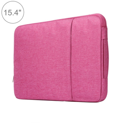 15.4 inch Universal Fashion Soft Laptop Denim Bags Portable Zipper Notebook Laptop Case Pouch for MacBook Air / Pro, Lenovo and other Laptops, Size: 39.2x28.5x2cm (Magenta) by bashfashion