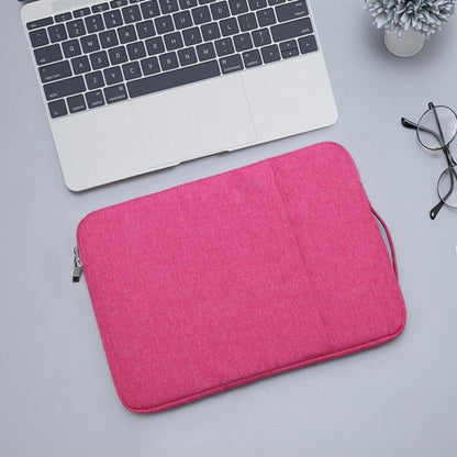 15.4 inch Universal Fashion Soft Laptop Denim Bags Portable Zipper Notebook Laptop Case Pouch for MacBook Air / Pro, Lenovo and other Laptops, Size: 39.2x28.5x2cm (Magenta) by bashfashion