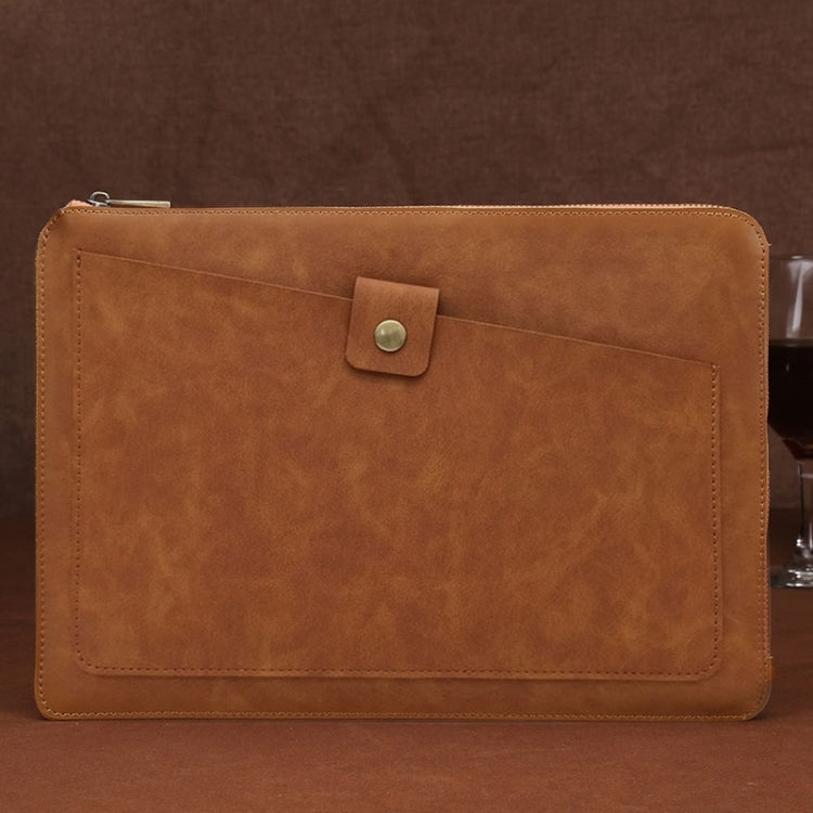11.6 inch Genuine Leather Zipper Laptop Tablet Bag, For Macbook, Samsung, Lenovo, Sony, DELL Alienware, CHUWI, ASUS, HP 11.6 inch and Below Laptop (Brown) by bashfashion