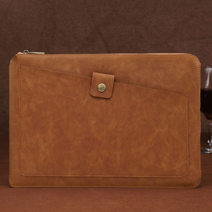 11.6 inch Genuine Leather Zipper Laptop Tablet Bag, For Macbook, Samsung, Lenovo, Sony, DELL Alienware, CHUWI, ASUS, HP 11.6 inch and Below Laptop (Brown) by bashfashion