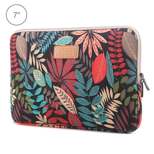 Lisen 7.0 inch Sleeve Case Colorful Leaves Zipper Briefcase Carrying Bag(Black) by bashfashion