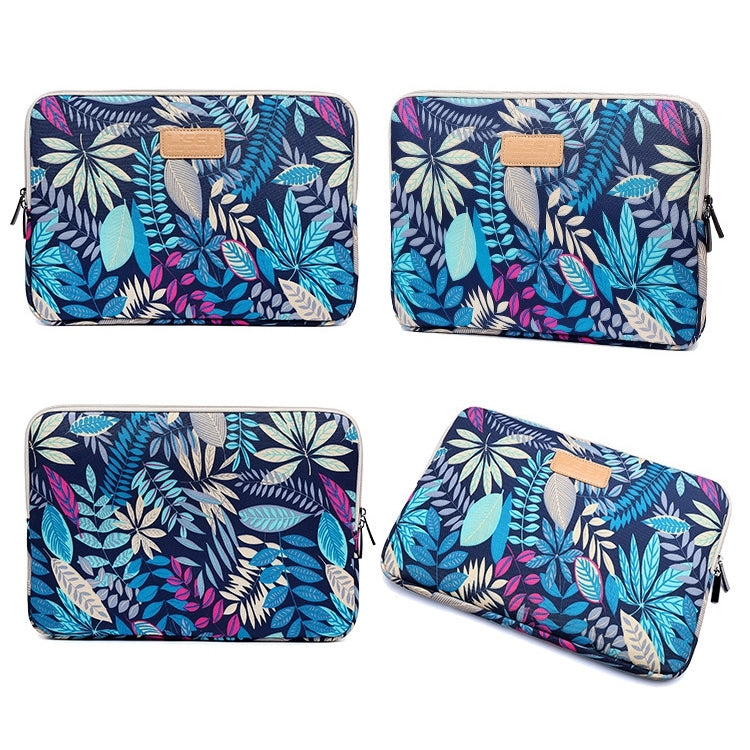Lisen 9.8 inch Sleeve Case Colorful Leaves Zipper Briefcase Carrying Bag(Blue) by bashfashion