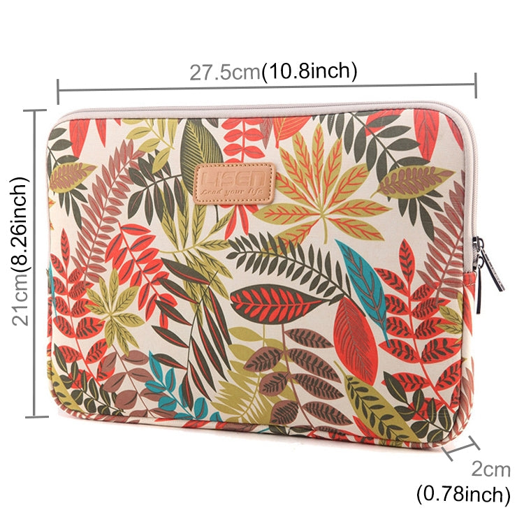 Lisen 9.8 inch Sleeve Case Colorful Leaves Zipper Briefcase Carrying Bag(White) by bashfashion