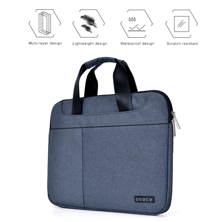 OSOCE S63 Breathable Wear-resistant Shoulder Handheld Zipper Laptop Bag For 15 inch and Below Macbook, Samsung, Lenovo, Sony, DELL Alienware, CHUWI, ASUS, HP (Blue) by OSOCE