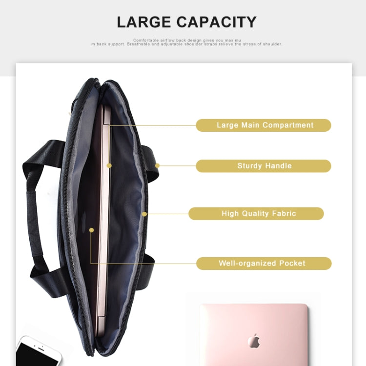 OSOCE S63 Breathable Wear-resistant Shoulder Handheld Zipper Laptop Bag For 15 inch and Below Macbook, Samsung, Lenovo, Sony, DELL Alienware, CHUWI, ASUS, HP (Blue) by OSOCE