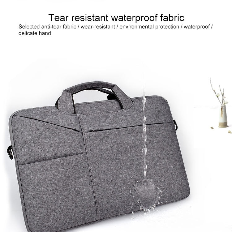 ST02S Waterproof Tear Resistance Hidden Portable Strap One-shoulder Handbag for 14.1 inch Laptops, with Suitcase Belt(Dark Gray) by bashfashion