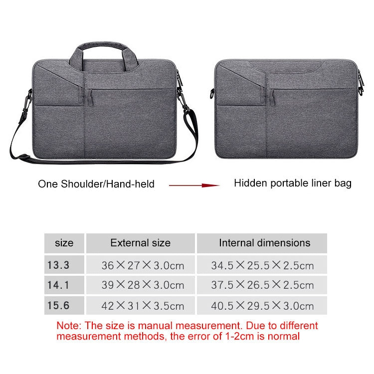ST02S Waterproof Tear Resistance Hidden Portable Strap One-shoulder Handbag for 15.6 inch Laptops, with Suitcase Belt(Navy Blue) by bashfashion