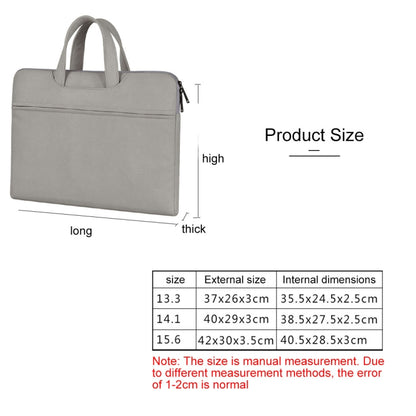 ST06 Waterproof PU Leather Zipper Hidden Portable Strap One-shoulder Handbag for 14.1 inch Laptops, with Suitcase Belt (Light Grey) by bashfashion