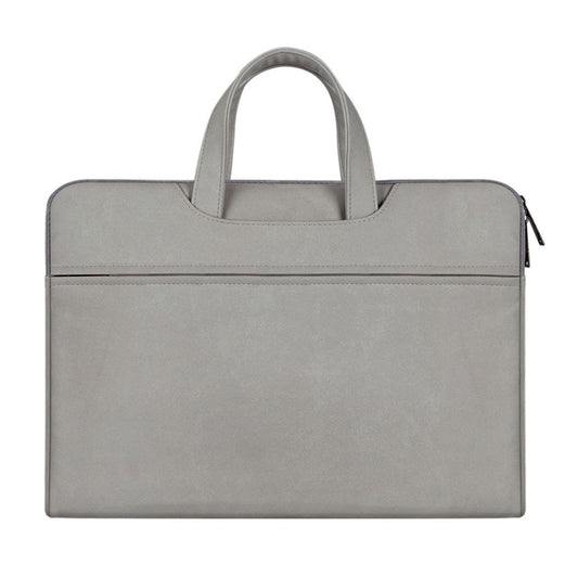 ST06 Waterproof PU Leather Zipper Hidden Portable Strap One-shoulder Handbag for 15.6 inch Laptops, with Suitcase Belt (Light Grey) by bashfashion