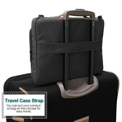 Nylon Waterproof Laptop Handbag Bag for 13-14 inch Laptops with Trunk Trolley Strap (Black) by bashfashion