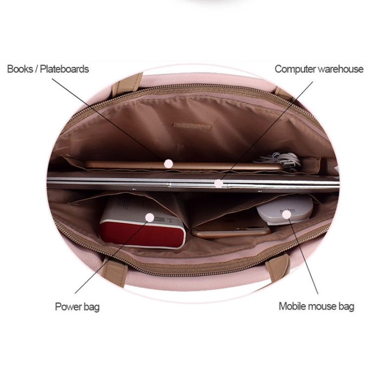 PU Waterproof Laptop Handbag Crossbody Bag for 13.3 inch Laptops(Pink) by bashfashion