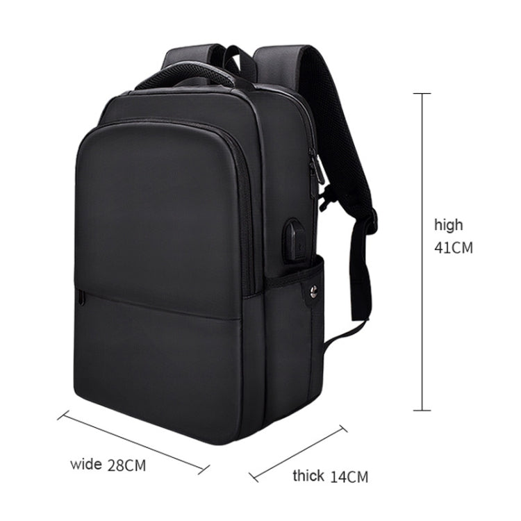 Polyester Waterproof Laptop Backpack for Below 15 inch Laptops, with USB Interface Trunk Trolley Strap(Black) by bashfashion
