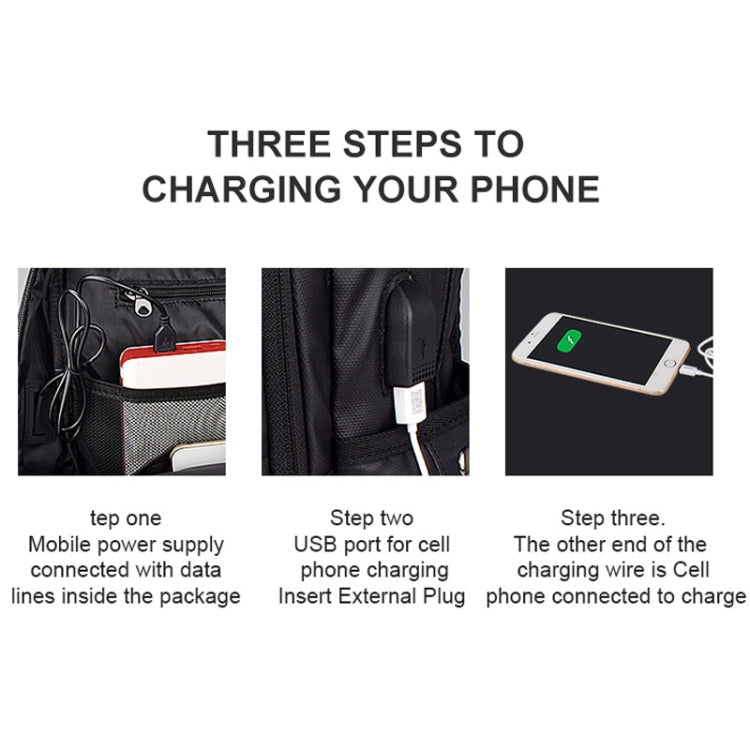 Polyester Waterproof Laptop Backpack for Below 15 inch Laptops, with USB Interface Trunk Trolley Strap(Black) by bashfashion