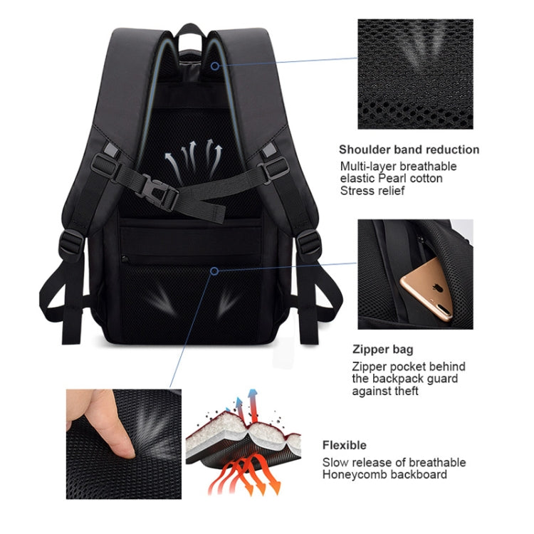 Polyester Waterproof Laptop Backpack for Below 15 inch Laptops, with USB Interface Trunk Trolley Strap(Black) by bashfashion