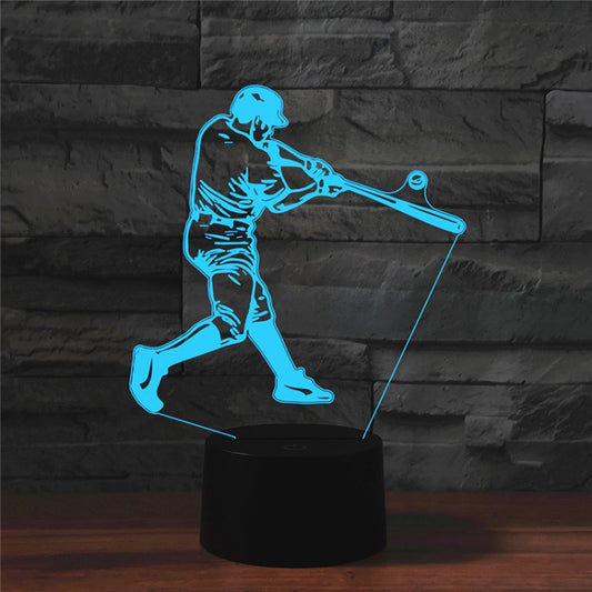 Playing Baseball Shape 3D Colorful LED Vision Light Table Lamp, 16 Colors Remote Control Version by bashfashion