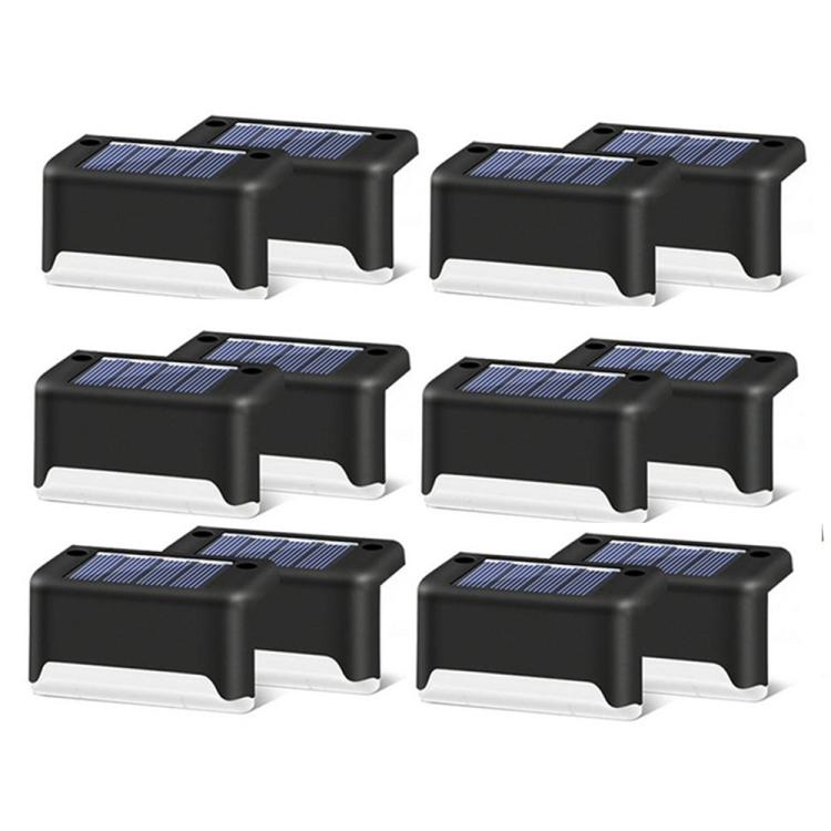 12 PCS Solar Powered LED Outdoor Stairway Light IP65 Waterproof Garden Lamp, Warm White Light(Black) by bashfashion