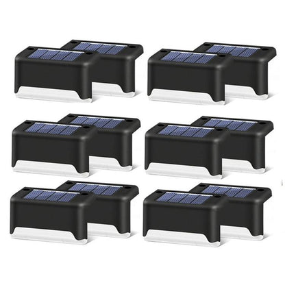 12 PCS Solar Powered LED Outdoor Stairway Light IP65 Waterproof Garden Lamp, Warm White Light(Black) by bashfashion