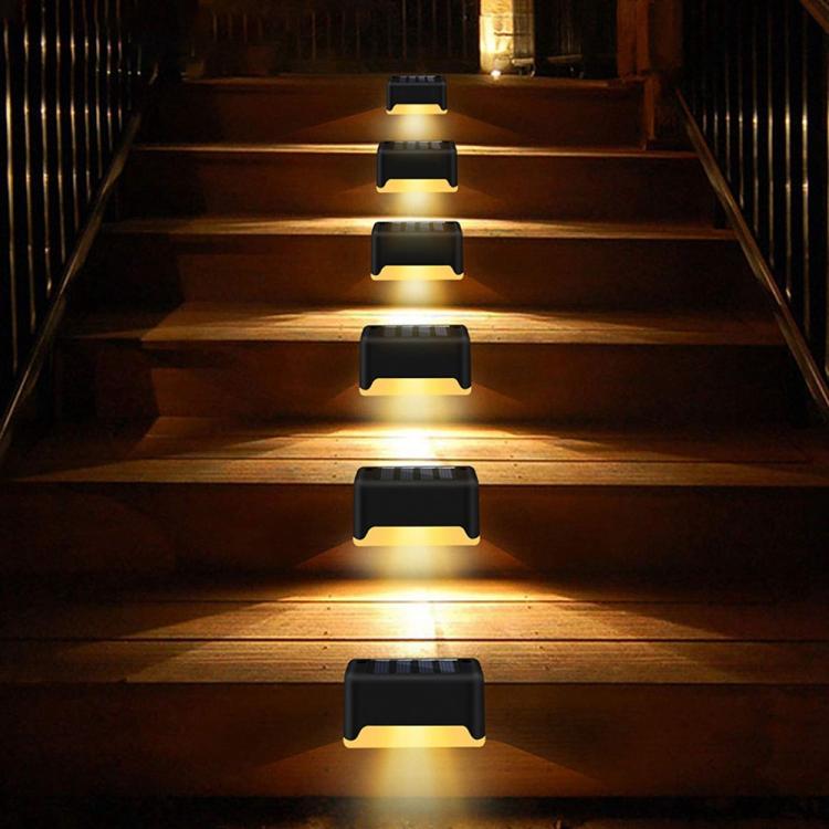 12 PCS Solar Powered LED Outdoor Stairway Light IP65 Waterproof Garden Lamp, Warm White Light(Black) by bashfashion