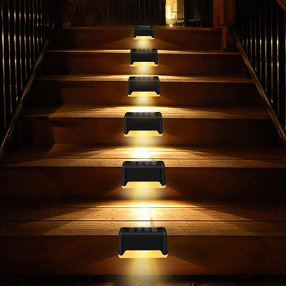 12 PCS Solar Powered LED Outdoor Stairway Light IP65 Waterproof Garden Lamp, Warm White Light(Black) by bashfashion
