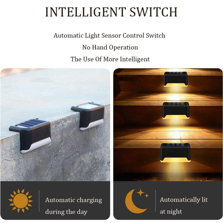 12 PCS Solar Powered LED Outdoor Stairway Light IP65 Waterproof Garden Lamp, Warm White Light(Black) by bashfashion