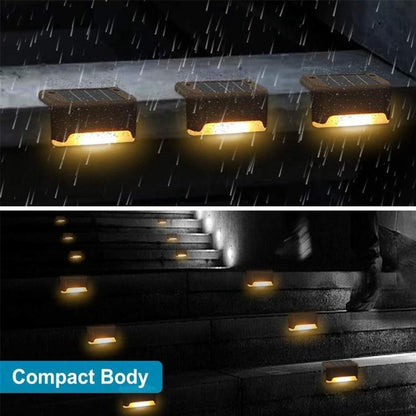 12 PCS Solar Powered LED Outdoor Stairway Light IP65 Waterproof Garden Lamp, Warm White Light(Black) by bashfashion