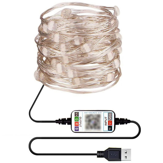 Christmas Decoration RGB Copper Wire String Light Bluetooth Mobile APP Control, Length: 15m 150 LEDs by bashfashion