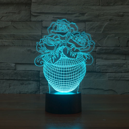 Rose Black Base Creative Colorful 3D LED Decorative Night Light, 16 Color Remote Control Version by bashfashion