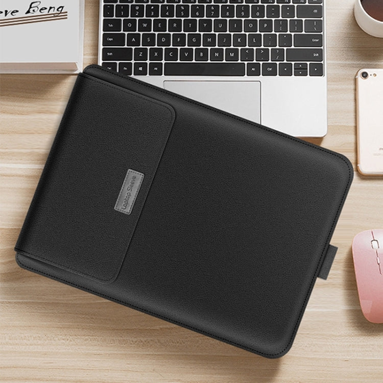 4 in 1 Universal Waterproof PU Leather Laptop Liner Bag with Handle & Stand & Pen Holder + 2 Winders + Mouse Bag + Charger Bag Set for 17 inch Laptops(Black) by bashfashion