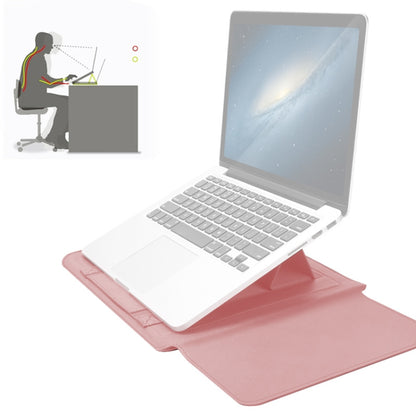 4 in 1 Universal Waterproof PU Leather Laptop Liner Bag with Handle & Stand & Pen Holder + 2 Winders + Mouse Bag + Charger Bag Set for 17 inch Laptops(Rose Gold) by bashfashion