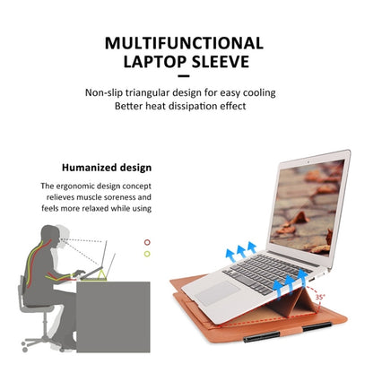 4 in 1 Universal Waterproof PU Leather Laptop Liner Bag with Handle & Stand & Pen Holder + 2 Winders + Mouse Bag + Charger Bag Set for 17 inch Laptops(Red) by bashfashion