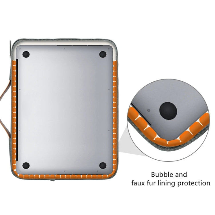 For 16 inch Laptop Zipper Waterproof Handheld Sleeve Bag (Beige White) by bashfashion