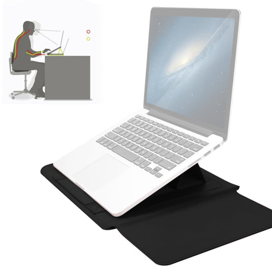 4 in 1 Universal Waterproof PU Leather Laptop Liner Bag with Handle & Stand & Pen Holder + 2 Winders + Mouse Bag + Charger Bag Set for 15 inch Laptops(Black) by bashfashion