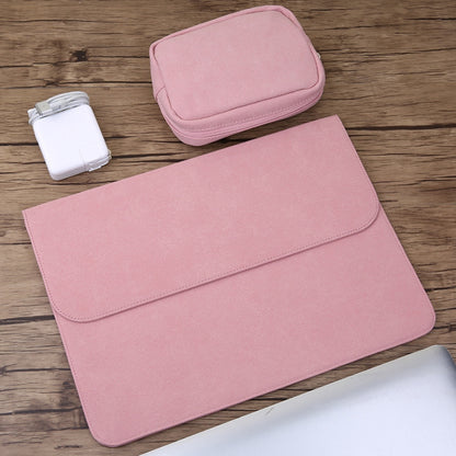2 in 1 Horizontal Matte Leather Laptop Inner Bag + Power Bag for MacBook Air 11.6 inch A1465 (2012 - 2015) / A1370 (2010 - 2011)(Pink) by bashfashion