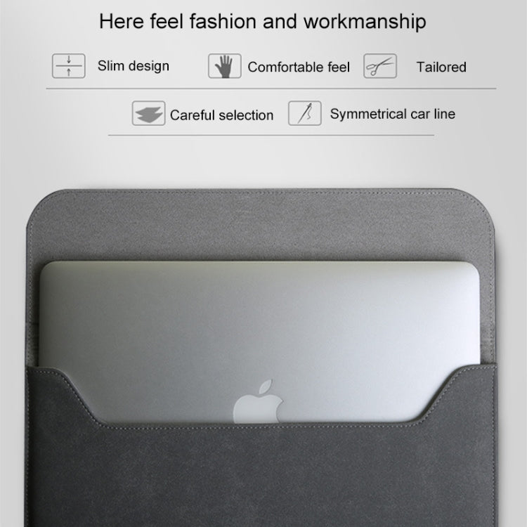 2 in 1 Horizontal Matte Leather Laptop Inner Bag + Power Bag for MacBook Pro 15.4 inch A1707 (2016 - 2017) / A1990 (2018)(Light Grey) by bashfashion