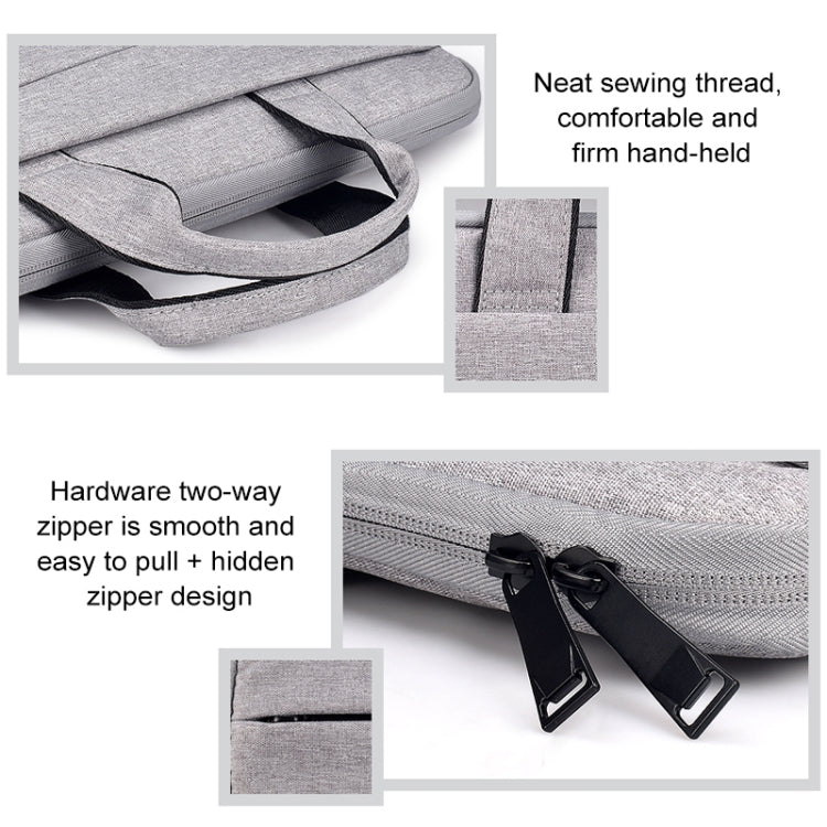 ST03S 14.1 inch Double Side Pockets Wearable Oxford Cloth Soft Handle Portable Laptop Tablet Bag(Grey) by bashfashion