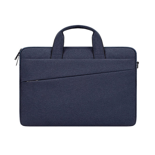 ST03S 14.1 inch Double Side Pockets Wearable Oxford Cloth Soft Handle Portable Laptop Tablet Bag(Navy Blue) by bashfashion