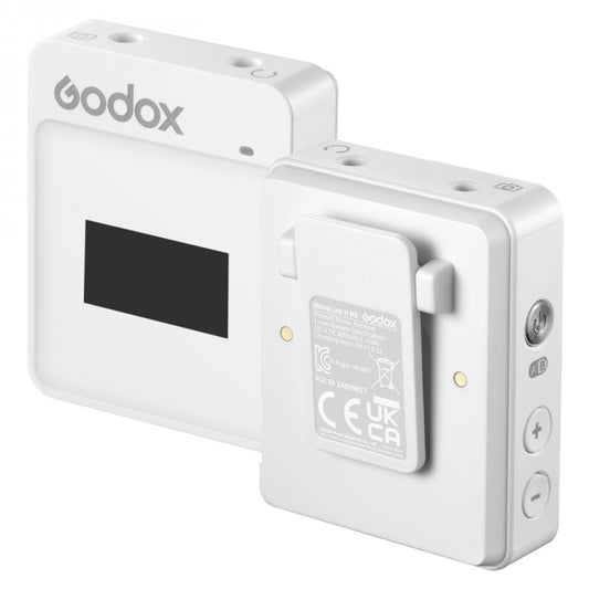 Godox MoveLink II M1 Wireless Lavalier Microphone System with Transmitters and Receiver for DSLR Cameras and Camcorders (White) by Godox