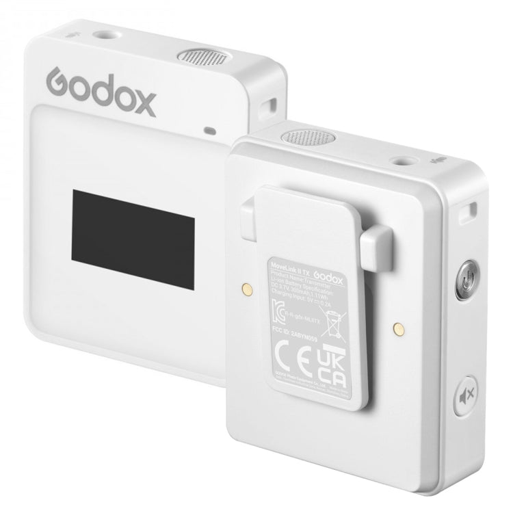 Godox MoveLink II M1 Wireless Lavalier Microphone System with Transmitters and Receiver for DSLR Cameras and Camcorders (White) by Godox