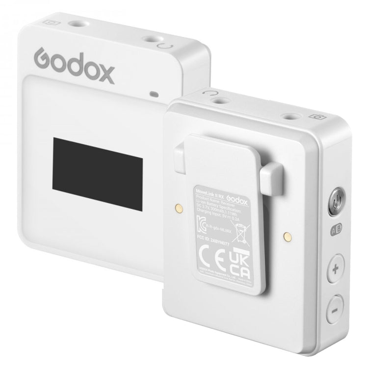 Godox MoveLink II M2 Wireless Lavalier Microphone System with 2 Transmitters and 1 Receiver for DSLR Cameras and Camcorders (White) by Godox