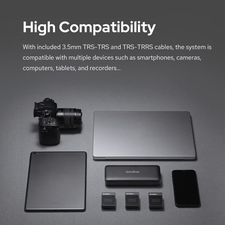 Godox MoveLink II M2 Wireless Lavalier Microphone System with 2 Transmitters and 1 Receiver for DSLR Cameras and Camcorders (White) by Godox