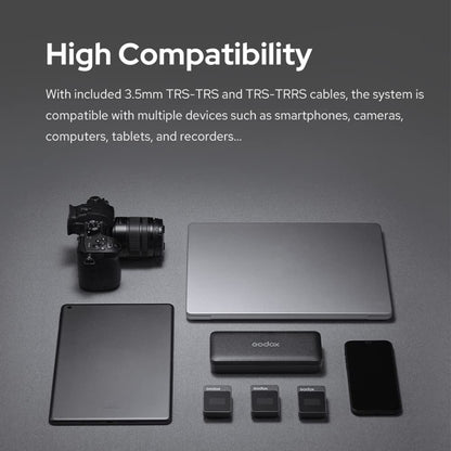 Godox MoveLink II M2 Wireless Lavalier Microphone System with 2 Transmitters and 1 Receiver for DSLR Cameras and Camcorders (Black) by Godox