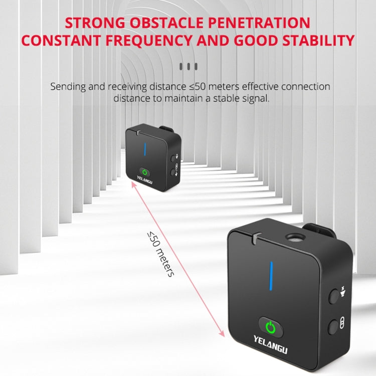 YELANGU MX5S 2.4G Live Broadcast Interview Wireless Recording Camera Microphone, 1 Receiver to 2 Transmitter(Black) by YELANGU