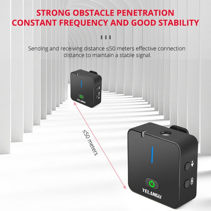 YELANGU MX5S 2.4G Live Broadcast Interview Wireless Recording Camera Microphone, 1 Receiver to 2 Transmitter(Black) by YELANGU