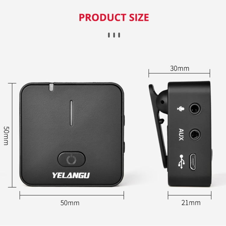 YELANGU MX5S 2.4G Live Broadcast Interview Wireless Recording Camera Microphone, 1 Receiver to 2 Transmitter(Black) by YELANGU